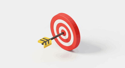 Perfect Shot: Arrow Hitting Bullseye Target Center.