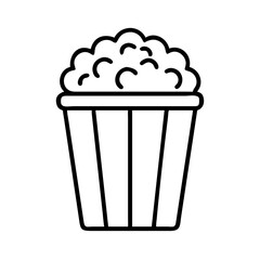 Vector illustration of popcorn bucket outline drawing for cinema snack food design element use