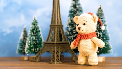 Christmas teddy bear with Eiffel Tower