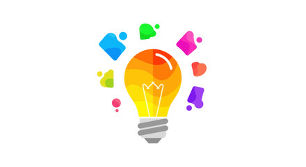 Polygonal Light Bulb with Colorful Abstract Geometric Shapes.