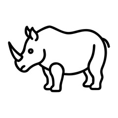 Rhino outline vector illustration african animal wildlife safari rhinoceros drawing icon zoo art