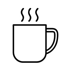 Hot coffee cup vector icon illustration for cafe menu design and morning beverage concepts outline art