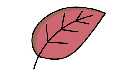 Single Red Leaf Illustration: Fall Foliage, Autumn Season, Botanical Design Element, Graphic Style, Minimalist Art, Nature, Simple Icon, Decorative Leaf Isolated on transparent background