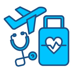 Travel Icon In Blue Monochrome Flat Design, Vector Illustration