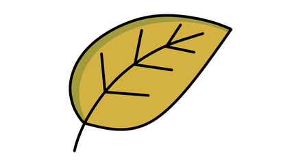 Yellow Leaf Illustration: Simple Vector Graphic of Autumn Foliage on transparent Background, Single Isolated Leaf, Botanical Art, Design Element