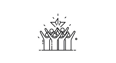 Unity Upliftment and Shared Aspiration: Line Art Illustration.