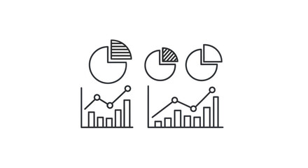Set of Simple Line Art Charts and Graphs.