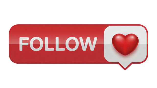 Invite connection with a vibrant 'Follow' button showcasing love, perfect for boosting your social media presence and engagement, build community, grow audience