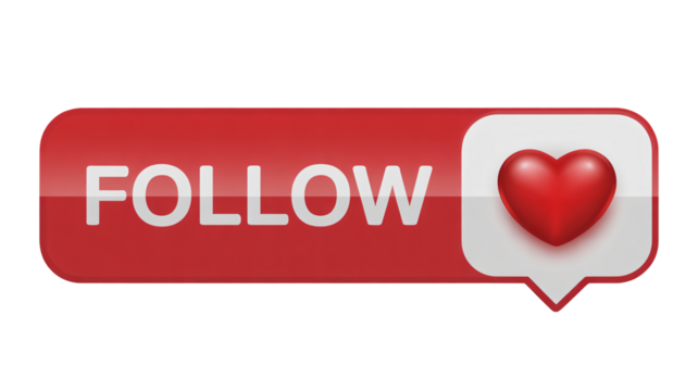 Invite connection with a vibrant 'Follow' button showcasing love, perfect for boosting your social media presence and engagement, build community, grow audience