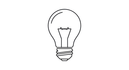 Obraz premium Simple Outline Drawing of a Classic Incandescent Light Bulb Icon.