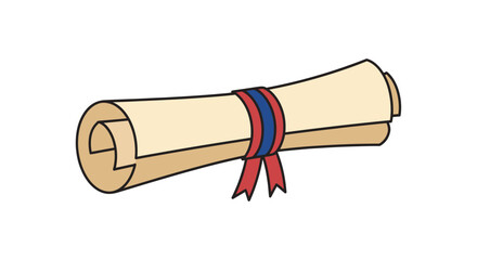 Rolled Parchment Scroll Tied with Ribbon.