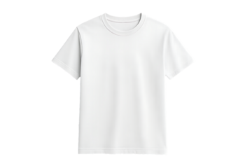 Plain white short sleeve t shirt isolated on transparent background