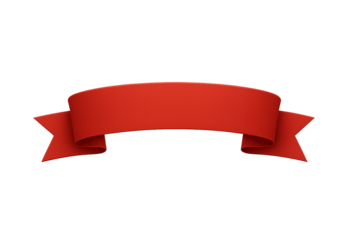 Red ribbon banner isolated on transparent background