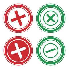 Obraz premium Red green cross minus symbols circle