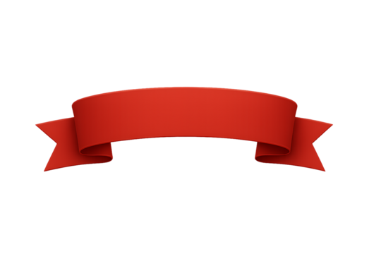 Red ribbon banner isolated on transparent background