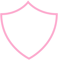 Large neon-outlined shield with extended borders forming a wide guardian-style crest.