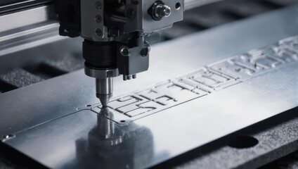 Fototapeta premium Close-up of a metal cutting machine