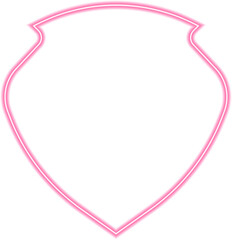 Shield with glowing neon contours, designed with a layered battle crest and marble-inspired details.