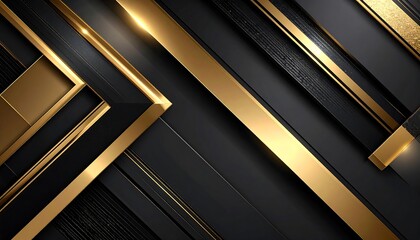 Angular layers of gold and black create a sharp, abstract, and luxurious design