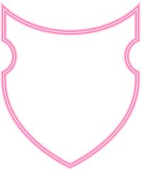 Shield with a spiral-patterned crest design, highlighted by glowing neon red outlines.