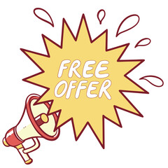 Yellow burst megaphone announcement badge blast