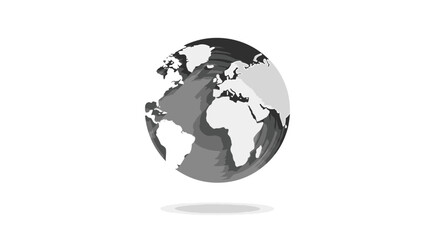 Gray World Globe Depicting Continents and Oceans.