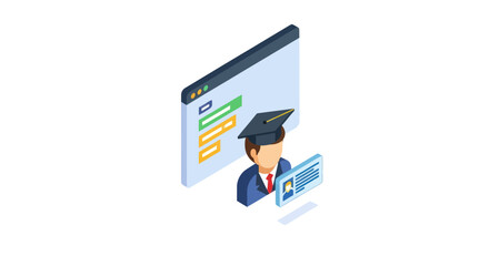 Graduated Person with Digital Learning Resources.