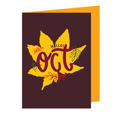 Cute October Lettering Vector typography  for Greeting Cards and Stickers