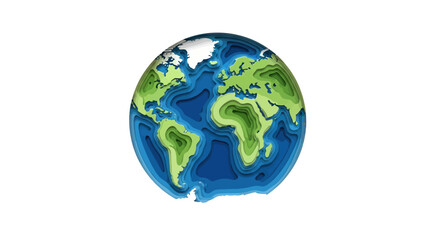 Earth Globe Illustration: Continents Oceans and Polar Ice Caps.