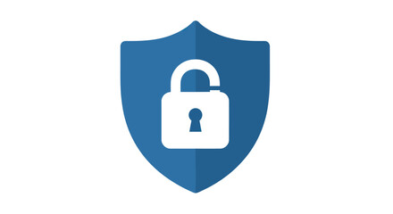 Blue Shield Icon with White Padlock Symbolizing Security.