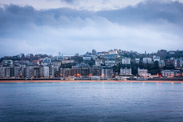 View of La Concha bay at Donostia-San Sebastian, at the Basque Country.