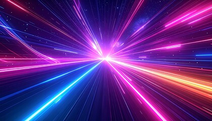 Abstract neon light speed streaks