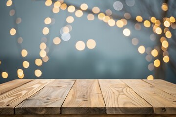 Wooden Table Surface with Bokeh Lights Background wood surface tabletop