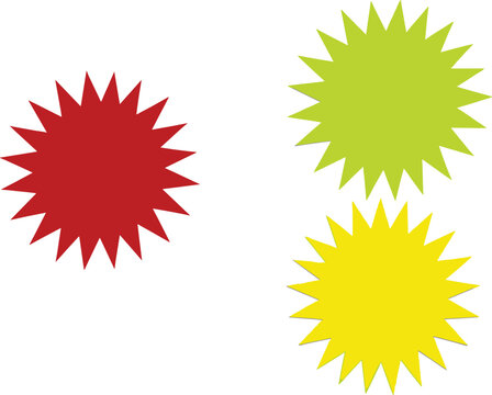 Starburst Shapes Red, Yellow, and Green Burst Illustrations