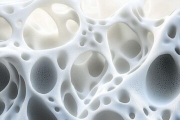 Abstract image depicting a porous, spongy structure resembling bone or a cellular network.