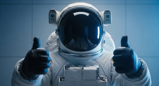 Thumbs Up From Space An Astronaut's Positive Signal in Zero Gravity Adventure, Exploration