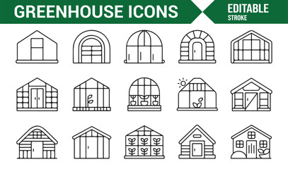 Vector greenhouse pack with plant nurseries, domes, and cultivation shelters