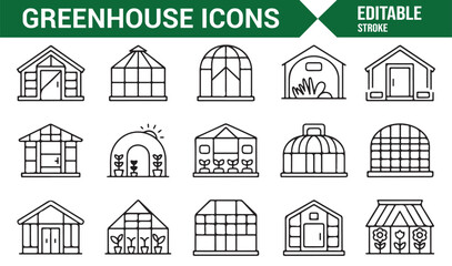 Greenhouse vector illustrations of crop shelters and eco growing spaces