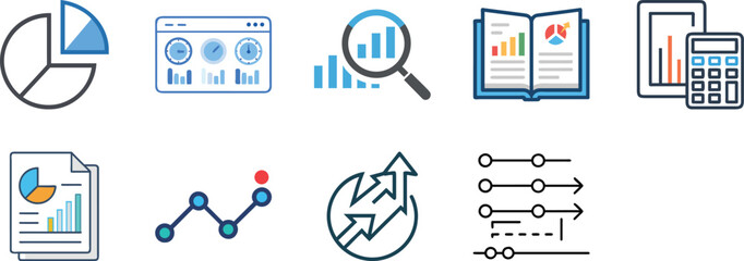 Business and finance data analytics infographics, diagrams, reports and document data visualization