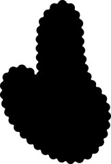 Abstract black shape with smooth, curved edges and a minimalist structure.