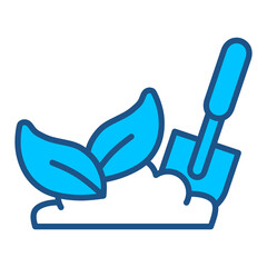 Farming Icon In Blue Monochrome Flat Design, Vector Illustration