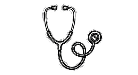 Hand-drawn sketch of a medical stethoscope with a coiled tube.