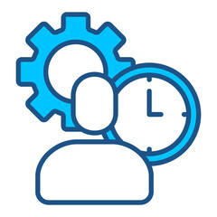 Time Icon In Blue Monochrome Flat Design, Vector Illustration