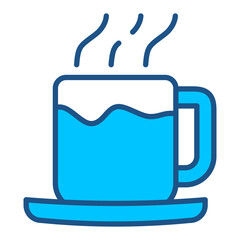 Coffee Icon In Blue Monochrome Flat Design, Vector Illustration