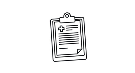 Medical Clipboard with Cross Symbol and Lines Healthcare Document Outline.