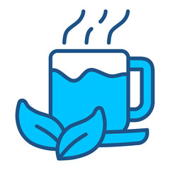 Healthy Drink Icon In Blue Monochrome Flat Design, Vector Illustration