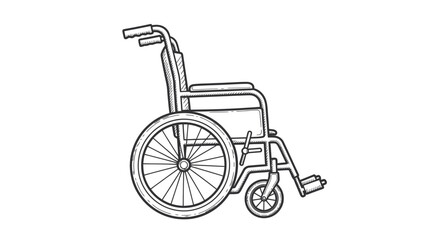 Fototapeta premium Line Drawing of a Standard Wheelchair.