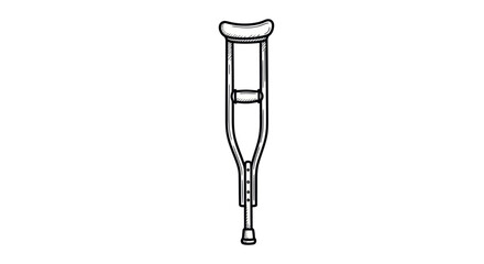 Simple Line Drawing of a Medical Crutch for Mobility Assistance.