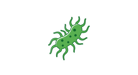 Cartoon Green Microscopic Organism with Multiple Legs.
