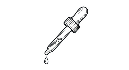 Detailed Black and White Dropper with Liquid Droplet.